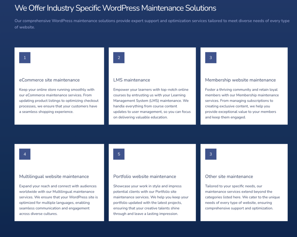 Seacare WordPress website maintenance costs